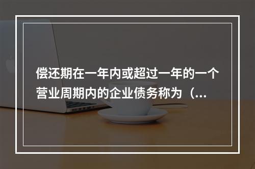 偿还期在一年内或超过一年的一个营业周期内的企业债务称为（　　