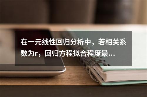 在一元线性回归分析中，若相关系数为r，回归方程拟合程度最好的