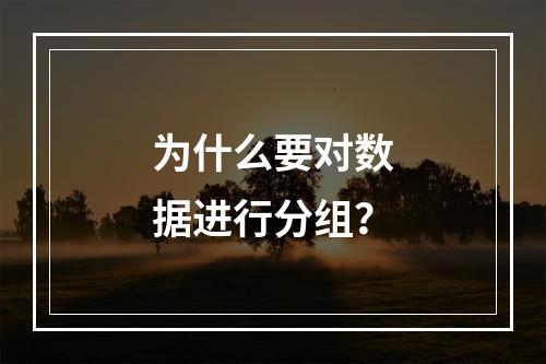 为什么要对数据进行分组？