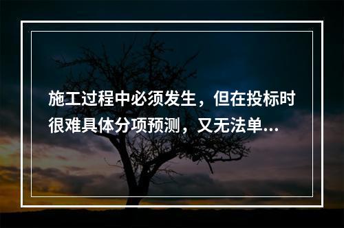 施工过程中必须发生，但在投标时很难具体分项预测，又无法单独列