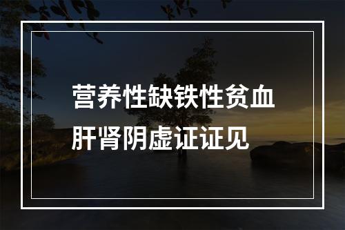 营养性缺铁性贫血肝肾阴虚证证见