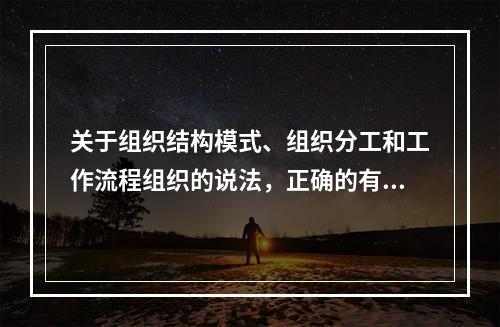 关于组织结构模式、组织分工和工作流程组织的说法，正确的有（　