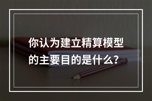 你认为建立精算模型的主要目的是什么？