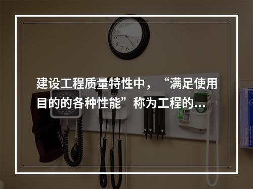 建设工程质量特性中，“满足使用目的的各种性能”称为工程的（　