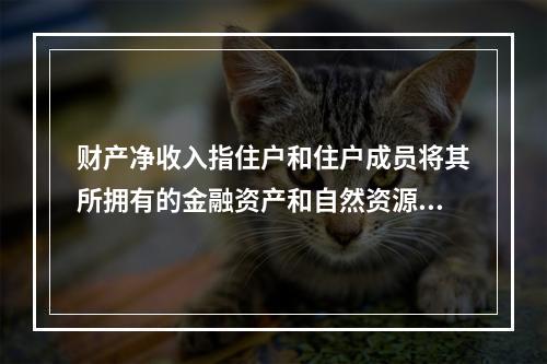 财产净收入指住户和住户成员将其所拥有的金融资产和自然资源交