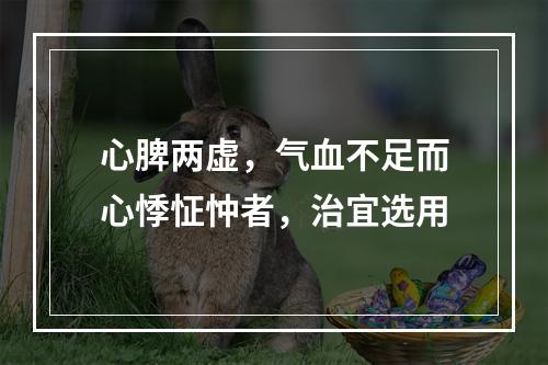 心脾两虚，气血不足而心悸怔忡者，治宜选用