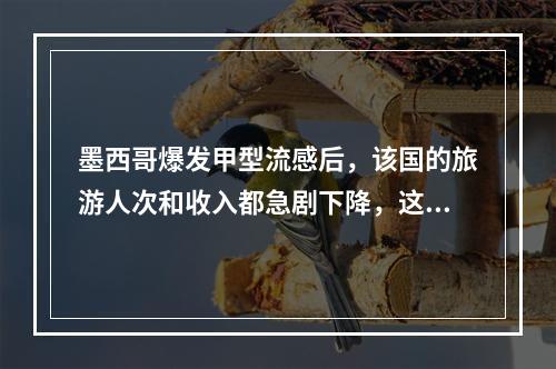 墨西哥爆发甲型流感后，该国的旅游人次和收入都急剧下降，这种现