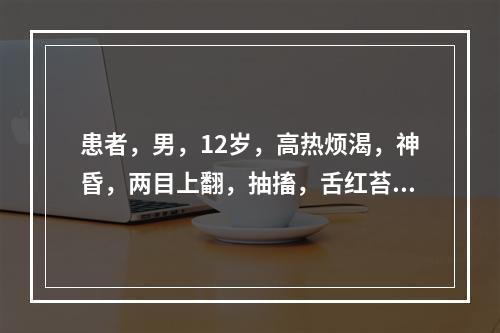 患者，男，12岁，高热烦渴，神昏，两目上翻，抽搐，舌红苔黄，