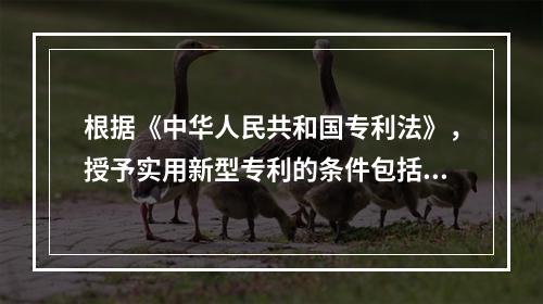 根据《中华人民共和国专利法》，授予实用新型专利的条件包括（）