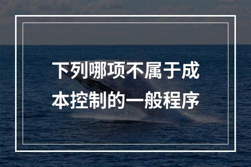 下列哪项不属于成本控制的一般程序