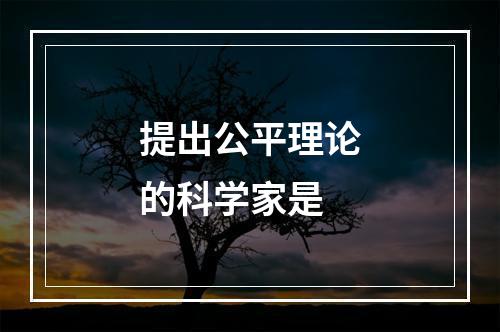 提出公平理论的科学家是