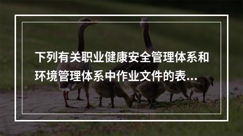 下列有关职业健康安全管理体系和环境管理体系中作业文件的表述正