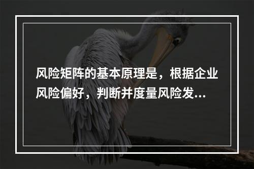 风险矩阵的基本原理是，根据企业风险偏好，判断并度量风险发生的