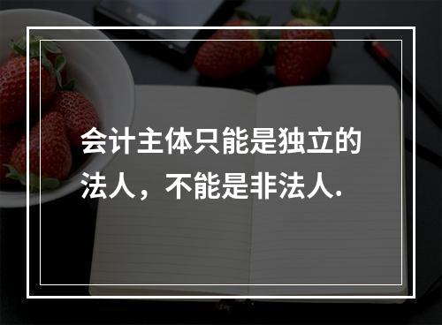 会计主体只能是独立的法人，不能是非法人.