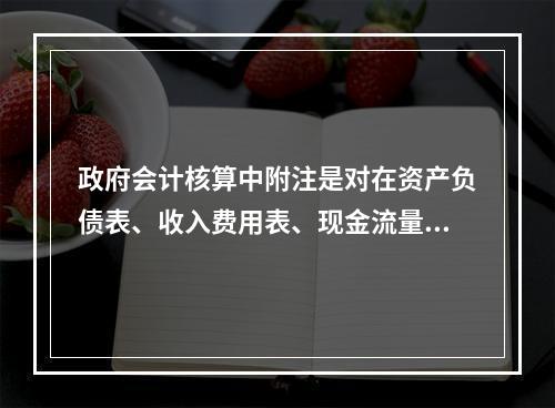 政府会计核算中附注是对在资产负债表、收入费用表、现金流量表等