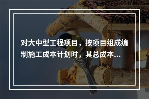 对大中型工程项目，按项目组成编制施工成本计划时，其总成本分解