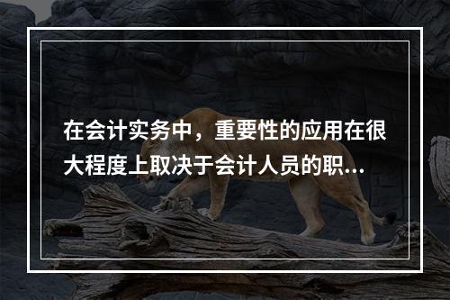 在会计实务中，重要性的应用在很大程度上取决于会计人员的职业判