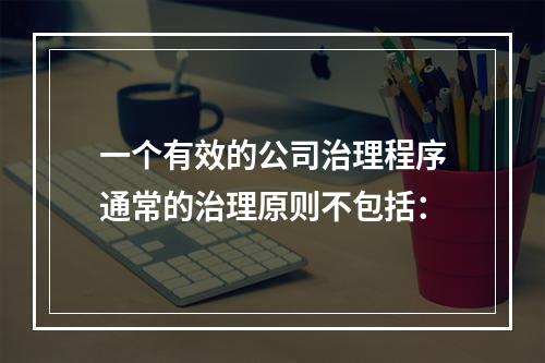 一个有效的公司治理程序通常的治理原则不包括：