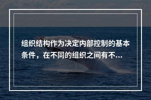 组织结构作为决定内部控制的基本条件，在不同的组织之间有不同的