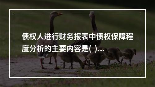 债权人进行财务报表中债权保障程度分析的主要内容是(  ).