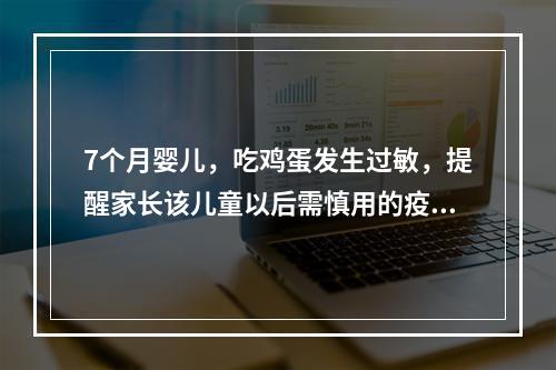 7个月婴儿，吃鸡蛋发生过敏，提醒家长该儿童以后需慎用的疫苗是