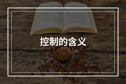 控制的含义