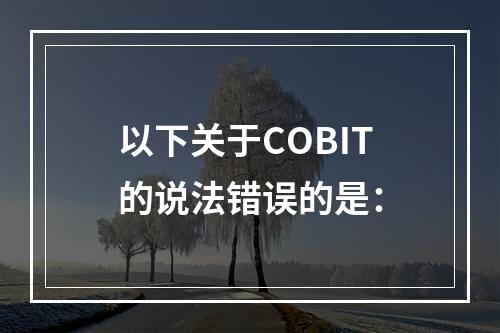 以下关于COBIT的说法错误的是：