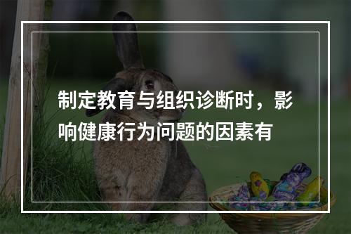 制定教育与组织诊断时，影响健康行为问题的因素有