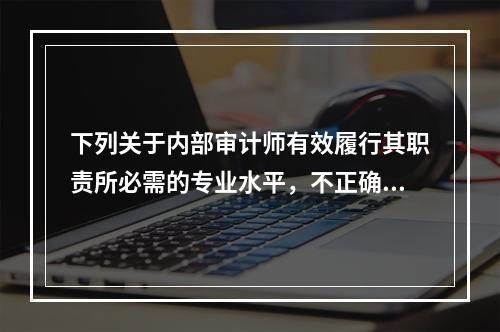 下列关于内部审计师有效履行其职责所必需的专业水平，不正确的是