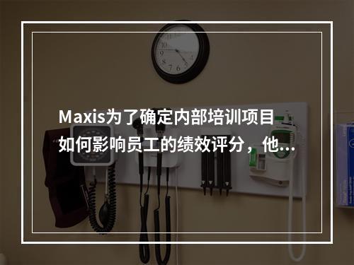 Maxis为了确定内部培训项目如何影响员工的绩效评分，他做了