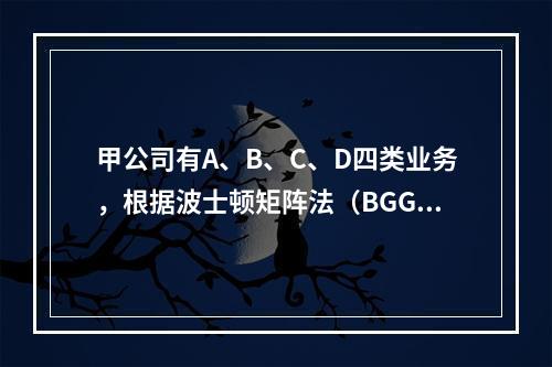 甲公司有A、B、C、D四类业务，根据波士顿矩阵法（BGG矩阵