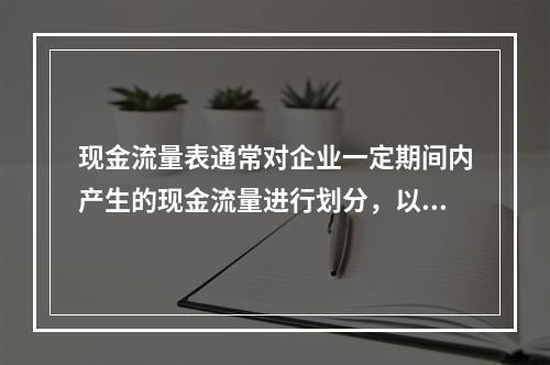 现金流量表通常对企业一定期间内产生的现金流量进行划分，以下