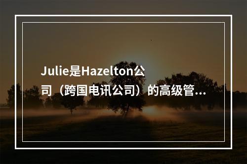 Julie是Hazelton公司（跨国电讯公司）的高级管理会