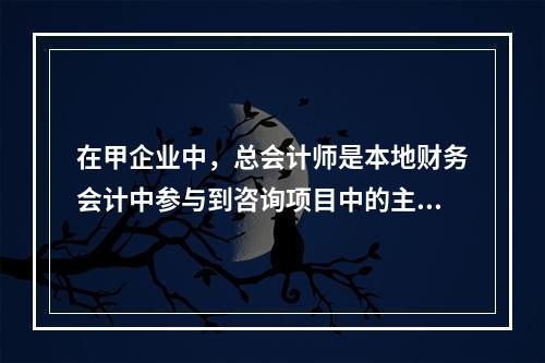 在甲企业中，总会计师是本地财务会计中参与到咨询项目中的主要决