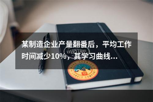 某制造企业产量翻番后，平均工作时间减少10%，其学习曲线率是