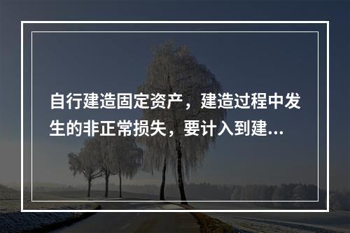 自行建造固定资产，建造过程中发生的非正常损失，要计入到建造成