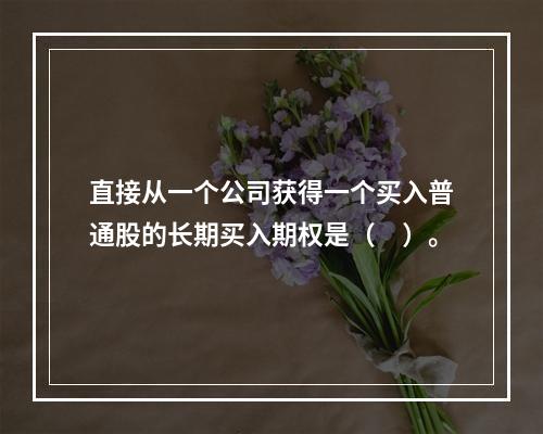 直接从一个公司获得一个买入普通股的长期买入期权是（　）。