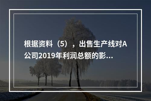 根据资料（5），出售生产线对A公司2019年利润总额的影响金