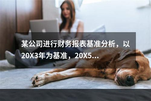 某公司进行财务报表基准分析，以20X3年为基准，20X5年销