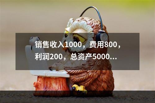 销售收入1000，费用800，利润200，总资产5000，总