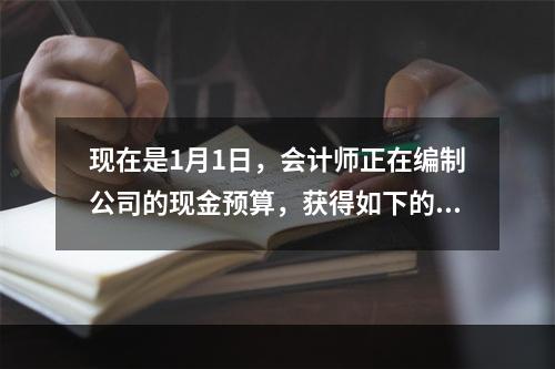 现在是1月1日，会计师正在编制公司的现金预算，获得如下的信息