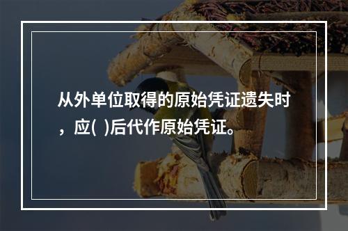 从外单位取得的原始凭证遗失时，应(  )后代作原始凭证。