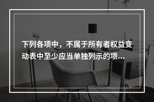 下列各项中，不属于所有者权益变动表中至少应当单独列示的项目是