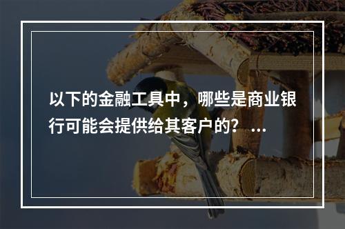 以下的金融工具中，哪些是商业银行可能会提供给其客户的？ I.