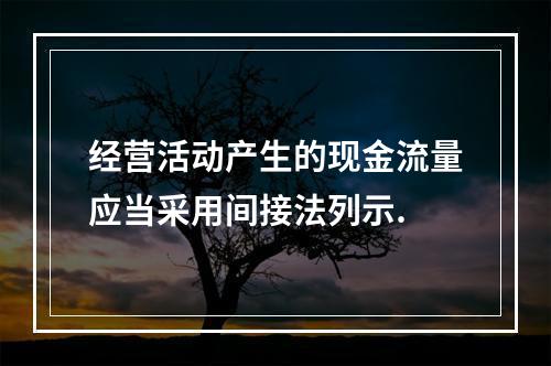 经营活动产生的现金流量应当采用间接法列示.