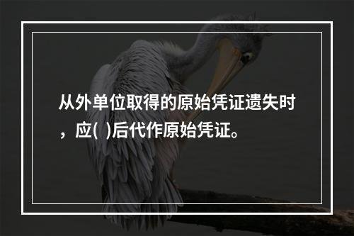 从外单位取得的原始凭证遗失时，应(  )后代作原始凭证。