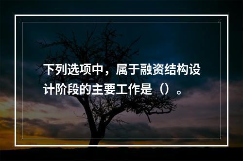 下列选项中，属于融资结构设计阶段的主要工作是（）。