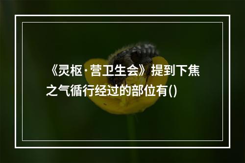 《灵枢·营卫生会》提到下焦之气循行经过的部位有()