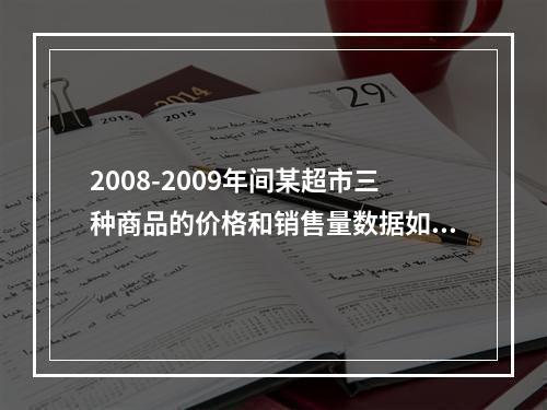 2008-2009年间某超市三种商品的价格和销售量数据如表7