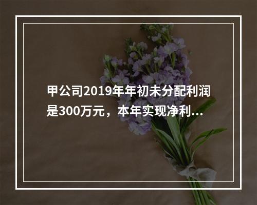 甲公司2019年年初未分配利润是300万元，本年实现净利润5